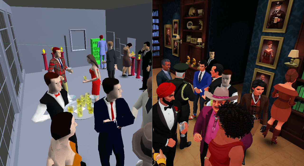 The original Ballroom (left) and its new art makeover (right)